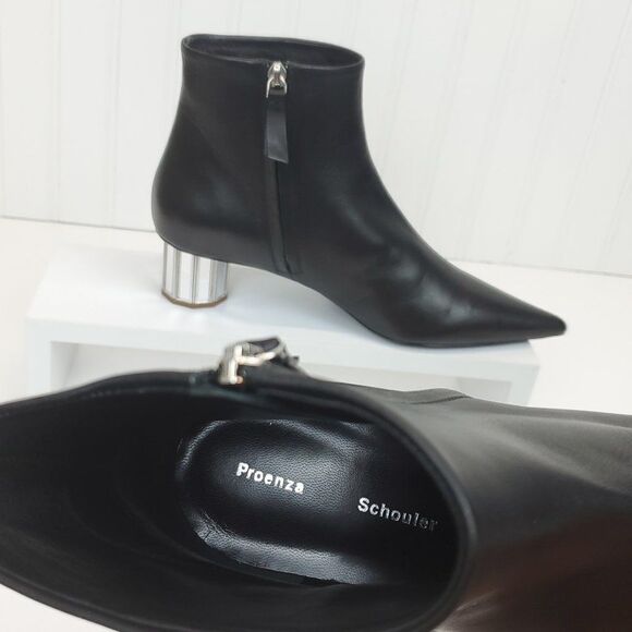 Proenza Schouler Mirrored Facet Heel Pointed Ankle Boots SH-050 - Picture 13 of 16